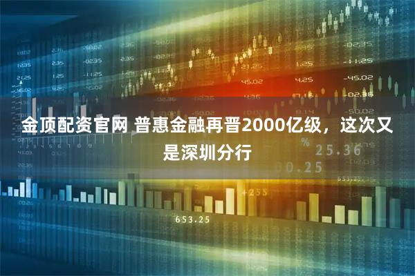金顶配资官网 普惠金融再晋2000亿级，这次又是深圳分行